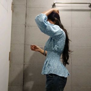 Babyblue Floral Cute Top (Women&#39;s)
