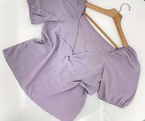 Lavender Korean Puff Sleeve Top