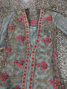 Elegant Embroidered Anarkali Suit With Paded