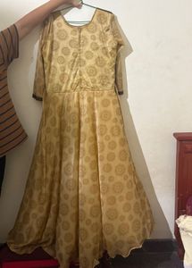 Elegant Brown &amp; Gold Maxi Dress