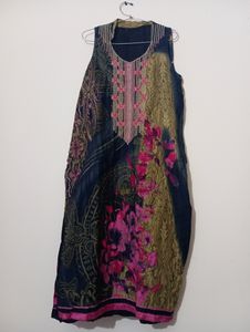 Black Floral Kurti Pink Salwar With Printed Duppat