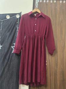 Maroon Shirt Dress