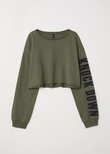 H&M Olive Long Sleeve Crop Top