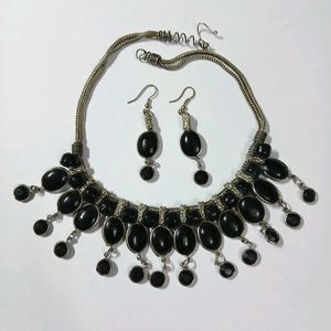 Necklace Earrings Set Oxidized