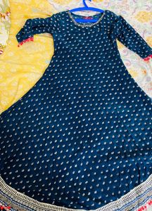 Elegant Navy Blue Printed Kurta