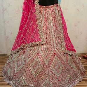 Unstiched Rose Colour Bridal Lehenga Choli