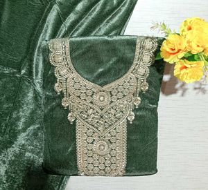 Embroidery work velvet suit