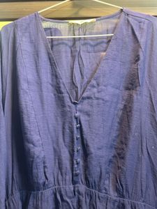 Mango Navy Blue A-line Casual Dress