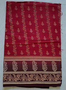 New Pure Cotton Maroon Saree🌼