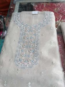 Elegant Silver Embellished Pakistani Suit
