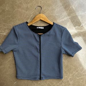 Zara Blue~black Crop Top