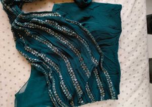 Teal Crop Top and Skirt Set