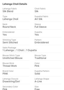 Pink Embroidered Lehenga Choli Set