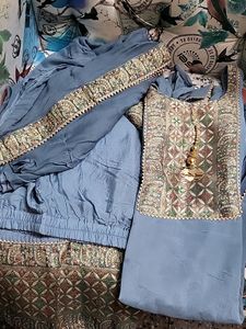 Pure Georgett Suit With Sharara And Dupatta