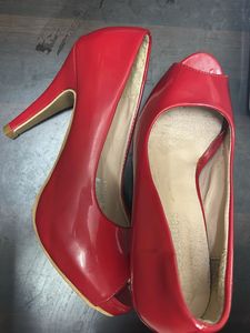 Red Peep-Toe Heels