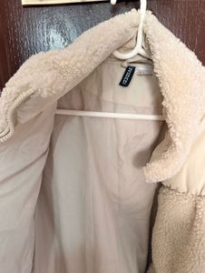 Beige Teddy Cropped Jacket