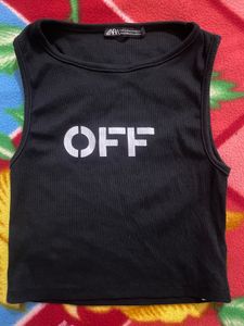 ZARA Black Tank Top With OFF Print