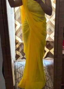 Elegant Yellow Saree with Pico Fall done.