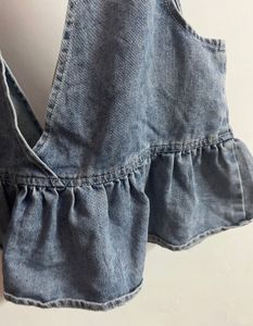Denim Ruffle Bralette/vest Top