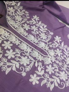 Levender Embroidered Straight Kurti 💜