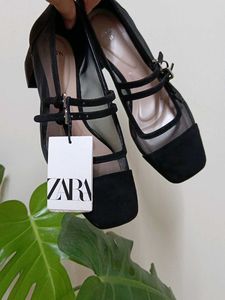NEW📢 ZARA - Black Mesh Mary Janes Heels🎁