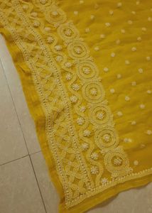 Yellow Embroidered Kurti Set