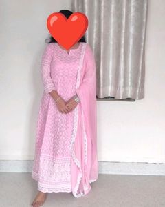 Pink Chikankari Anarkali Kurti💕