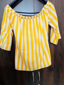 Bright And Beautiful Yellow Off Shoulder Top of Si
