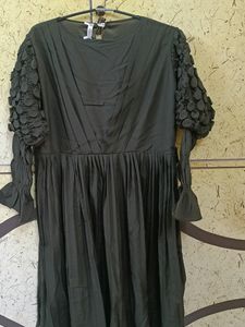 Stylish Dark Mehndi Colour One Piece Dress