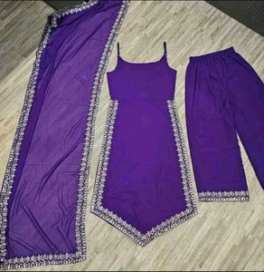 Purple Embroidered Kurta Set