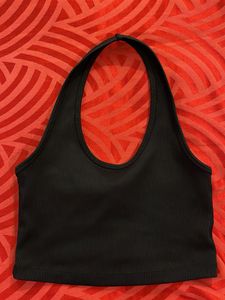 Black Halter Crop Top