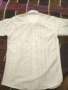 White Textured Dress Shirt