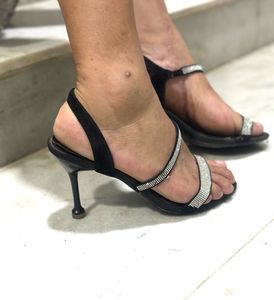 Black rhinestone heels