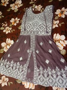 Embroidered Purple Tunic Top