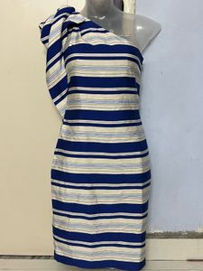 Republic Banana Branded Striped One-Shoulder Dress