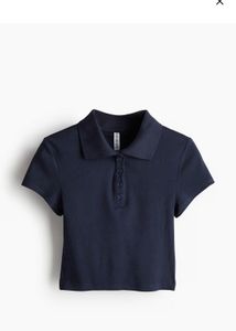 Navy Polo Crop Top