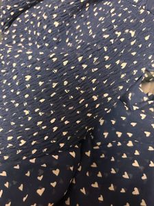 Navy Blue Ribbed Top With Cute Little Hearts