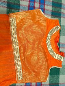 Orange Colour Shirt With Skirt Modern Suit
