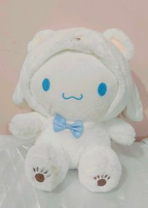 Cute White Plush Bunny Doll with Blue Bow Tie – So