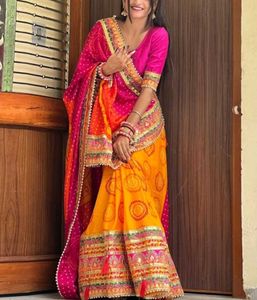 Bandhani Art Silk Saree With Stitched Blouse