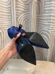 Blue Rhinestone Slingback Heels