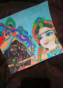 Lord Krishna And Radha Iskcon Drawing Painting