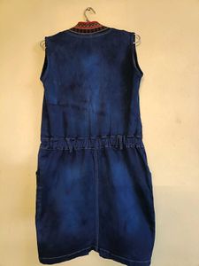 Denim Mini Dress with Zipper