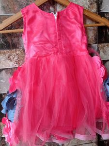 Cute Flower Girl Frock Gray &amp; Pink