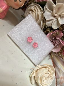Pink Flower Stud Earrings