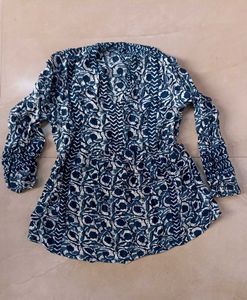 Printed Blue Tunic Top