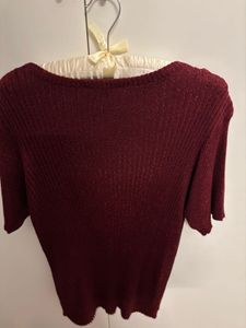 Burgundy Ribbed Knit Top