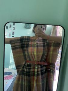 Burberry Plaid Cape Dress