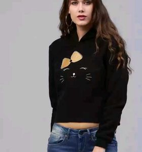 Sassafras Black Hoodie/Sweatshirt  from Myntra