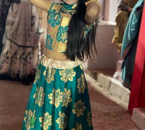 Gold Floral Lehenga Set For 12-13 Year Girl